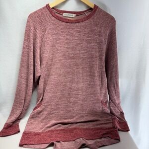 GADEWAKE Marled Red Long Sleeve Raglan Pocket Casual Top Women's Size L